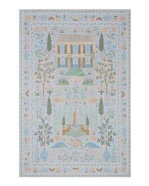 Rifle Paper Co Menagerie Men-03 Area Rug, 5' X 7'6 In Light Blue