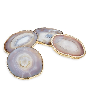 ANNA NEW YORK ANNA NEW YORK LUMINO GEMSTONE AGATE & GOLD COASTERS, SET OF 4,LM-003