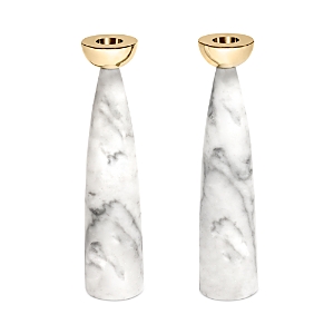Shop Anna New York Coluna Candle Holders, Marble In White Marble