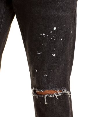 P001-BOS Slim Fit Jeans in Black Over Spray 
