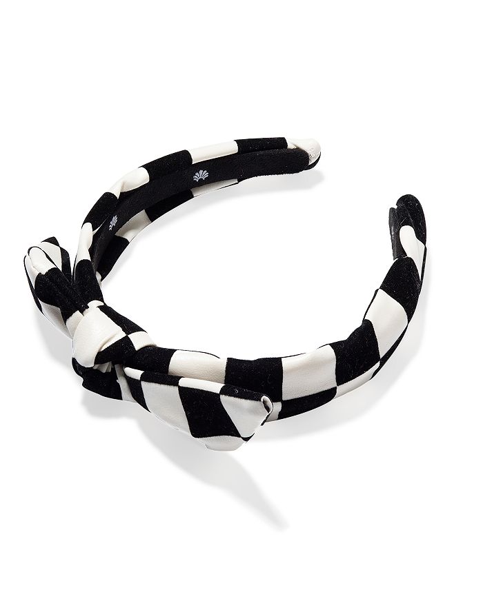 Lele Sadoughi Checkered Knot Headband In Black/white