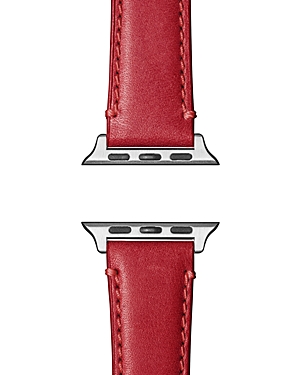 Shinola Montana Leather Strap For Apple Watch In Crimson