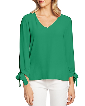 Cece By Cynthia Steffe Tie-cuff Top In Lush Green