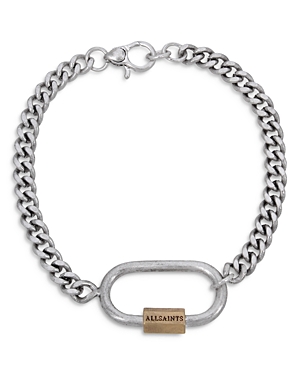Allsaints Carabiner Chain Bracelet In Silver