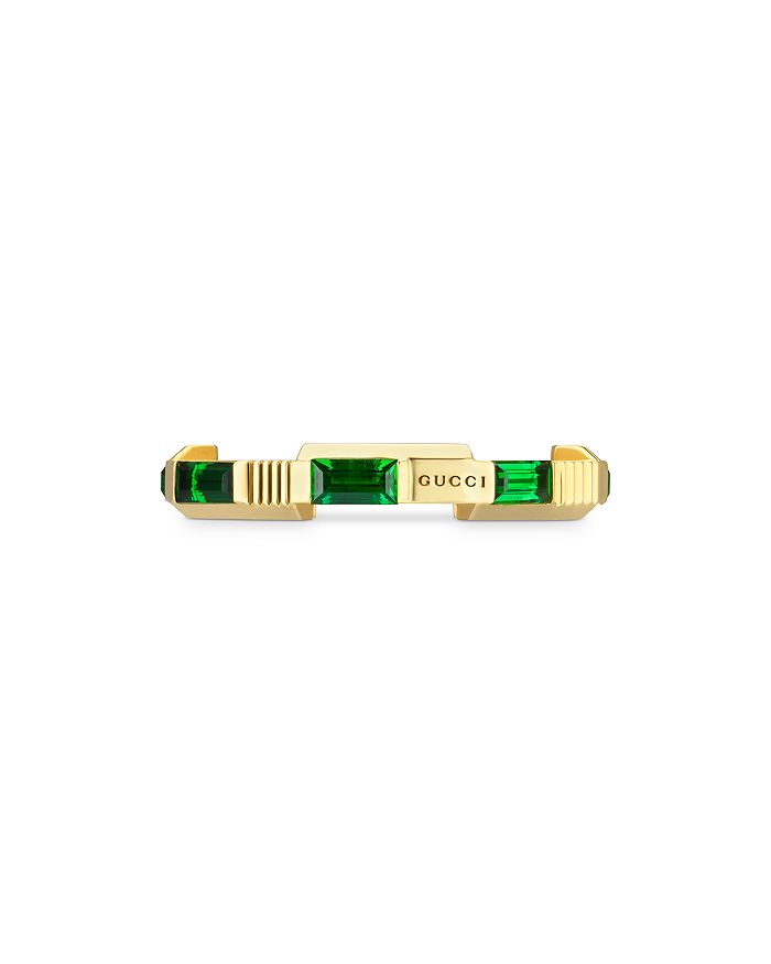 Gucci 18K Yellow Gold Link To Love Green Tourmaline Ring