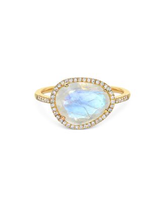 Zoe Lev 14K Yellow Gold Diamond Moonstone Ring | Bloomingdale's