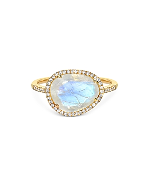 Zoe Lev 14K Yellow Gold Diamond Moonstone Ring