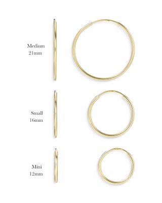 14K Yellow Gold Medium Thread Hoop Earrings
