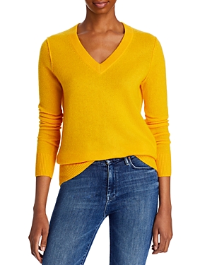 Aqua Cashmere V-neck Cashmere Sweater - 100% Exclusive In Butterscotch