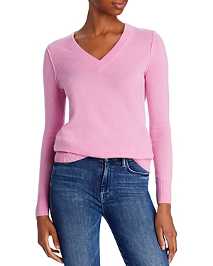 Aqua Cashmere V-neck Cashmere Sweater - 100% Exclusive In Rosebud
