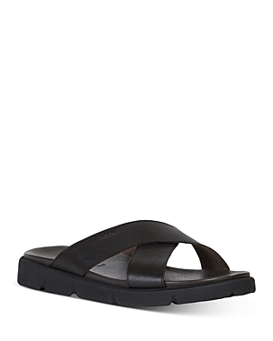 GEOX MEN'S XAND LEATHER SLIDE SANDALS,MXAND2S2