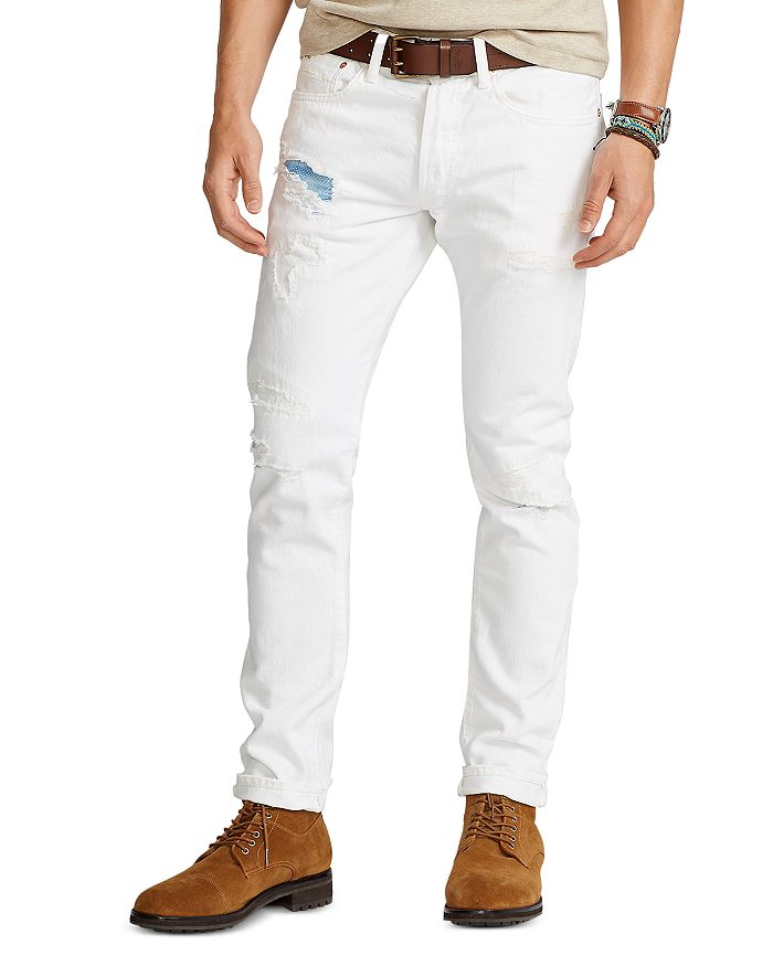 slack rent Min Polo Ralph Lauren Sullivan Slim Fit Distressed Jeans in White |  Bloomingdale's