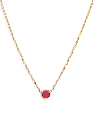 Zoe Lev 14K Yellow Gold Ruby Birthstone Solitaire Pendant Necklace, 16-18