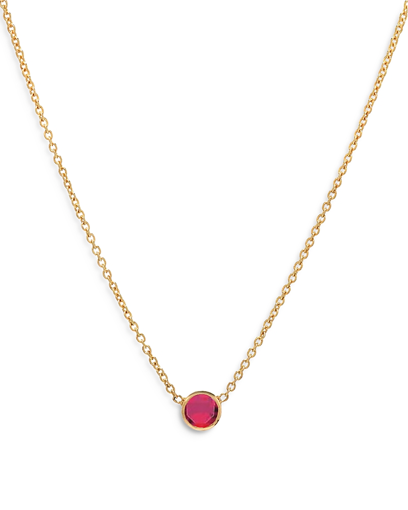 Zoe Lev 14k Yellow Gold Garnet Birthstone Solitaire Pendant Necklace, 16-18 In Ruby