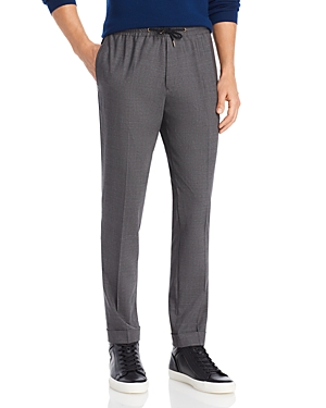 Paul Smith Wool Blend Stretch Drawstring Trousers In Gray