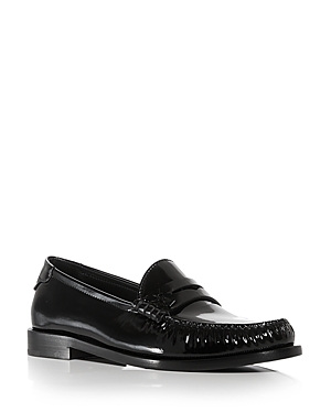 Saint Laurent Monogram Penny Loafers In Calf Leather In Nero Shiny Leather