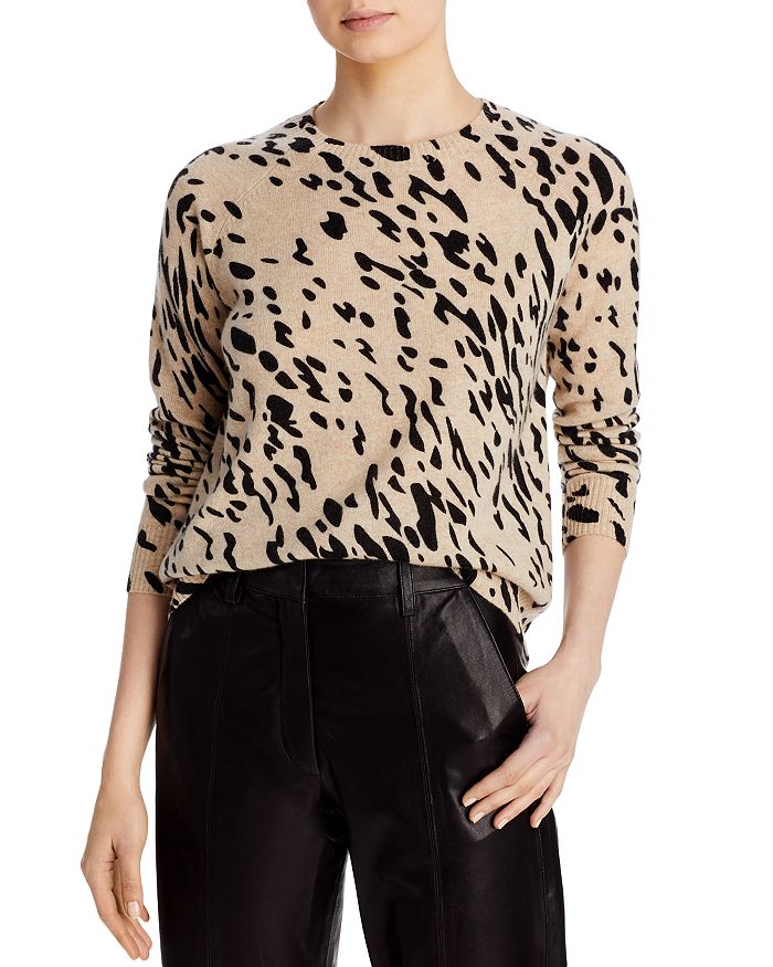 Animal print cashmere sweater clearance