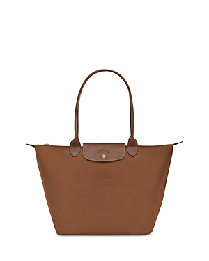 Longchamp Le Pliage Small Top Handle Nylon Handbag In Cognac/gold
