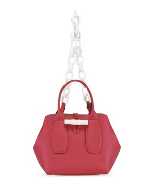 Longchamp Chain Cube Leather Top Handle Bag In Red Kiss silver ModeSens