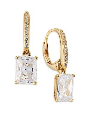 Shop Nadri Modern Love Pave & Emerald Cut Drop Earrings In Gold