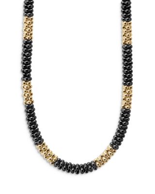 Ceramic & 18K Yellow Gold Black Caviar Necklace, 16" 