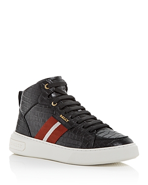 Bally Men's Myles High Top Sneakers In Black/red Snake