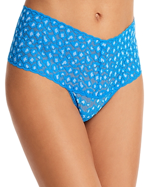 Hanky Panky Cross-dyed Leopard Retro V-kini In Laguna Blue/white