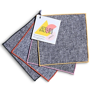 Shop Atelier Saucier Rainbow Chambray Cocktail Napkins, Set Of 4 In Blue
