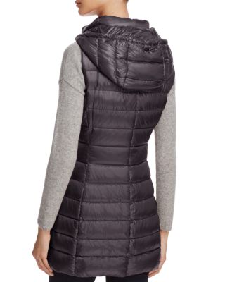 long hooded down vest