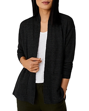 Eileen Fisher Organic Linen Delave High-collar Cardigan In Seaweed