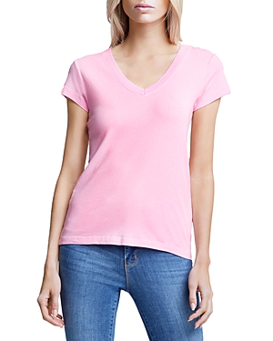 L Agence L'agence Becca Cotton V-neck Tee In Rose Bloom