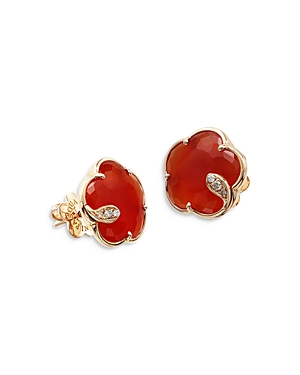 Shop Pasquale Bruni 18k Rose Gold Petit Joli Earrings With Carnelian & Diamonds In Red/rose Gold