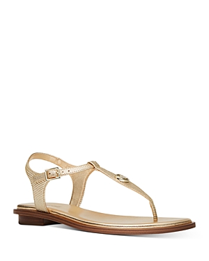 Michael Michael Kors Women's Mallory Thong T Strap Sandals In Pale Gold
