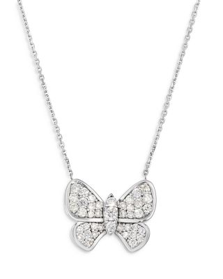 Bloomingdale's Fine Collection Diamond Butterfly Pendant Necklace in 14K White Gold, 0.95 ct. t. w. - Exclusive