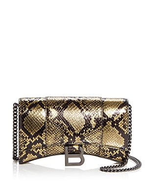Balenciaga Hourglass Leather Chain Wallet In Gold Multi