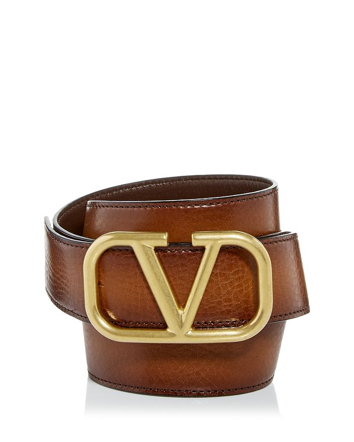 Valentino Garavani Valentino Men's Logo Buckle Leather Belt ...
