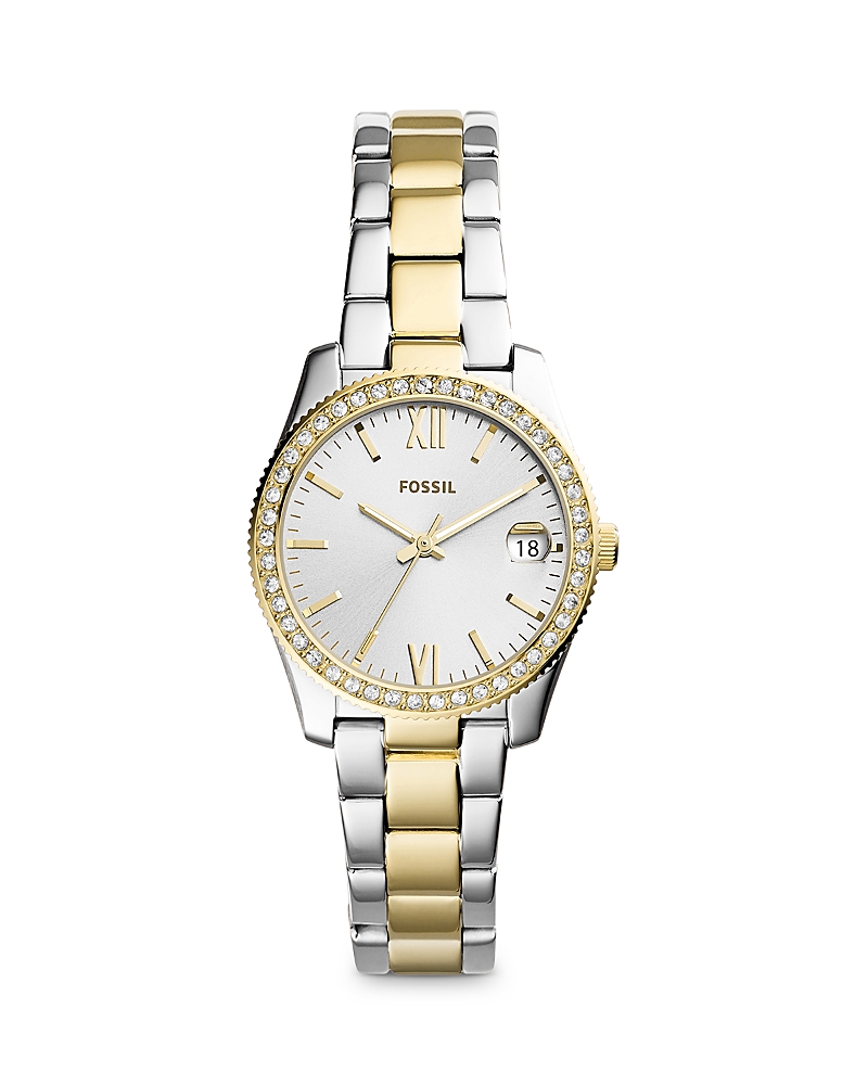 Fossil Women's Scarlette Two-tone Stainless Steel Bracelet Watch 32mm In Silver/ Gold