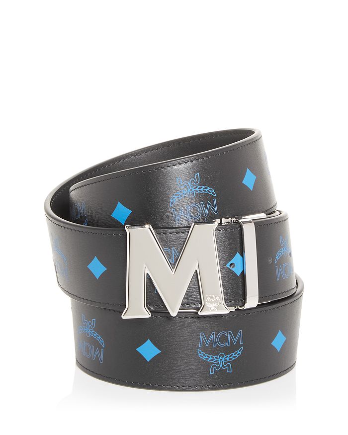 Mcm (Vallarta Blue Claus Leather Reversible Belt )