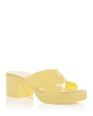Jeffrey Campbell Women's Bubblegum Jelly Platform High Heel Slide Sandals In Yellow Shiny