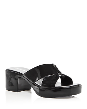Shop Jeffrey Campbell Women's Bubblegum Jelly Platform High Heel Slide Sandals In Black Shiny