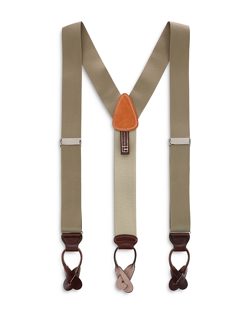 Trafalgar Hudson Nylon Button End Suspenders In Dark Khaki