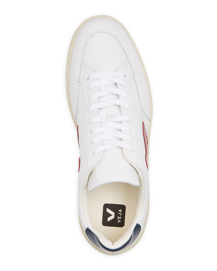 Shop Veja Men's V-12 Low Top Sneakers In White/dark Red