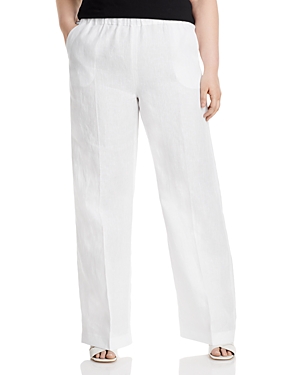 Marina Rinaldi Regolare Linen Straight Trousers In White