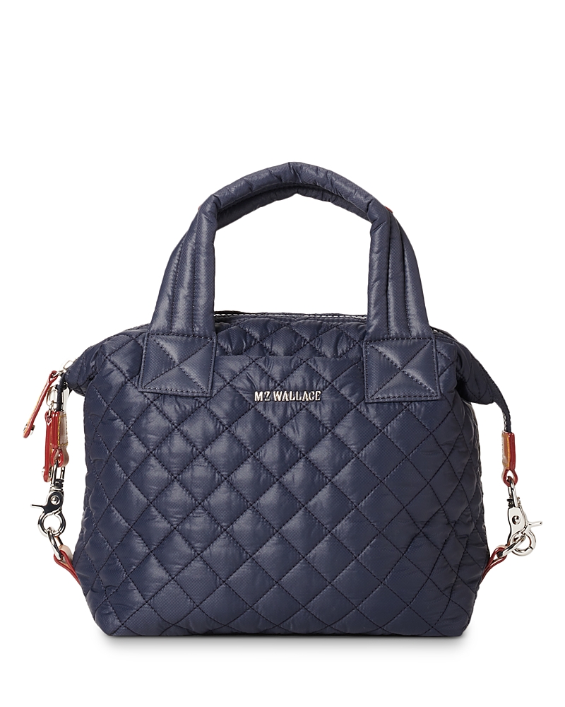 Mz Wallace Sutton Deluxe Small Quilted Nylon Top-handle Bag In Dawn/silver