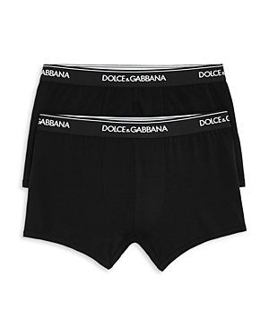 Shop Dolce & Gabbana Logo Boxer Briefs, Pack Of 2 In Black
