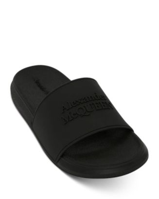 サンダル・ミュール ALEXANDER MCQUEEN SANDAL W/L HEEL Alexander McQueen Embroidered Double Strap Sandal in Black