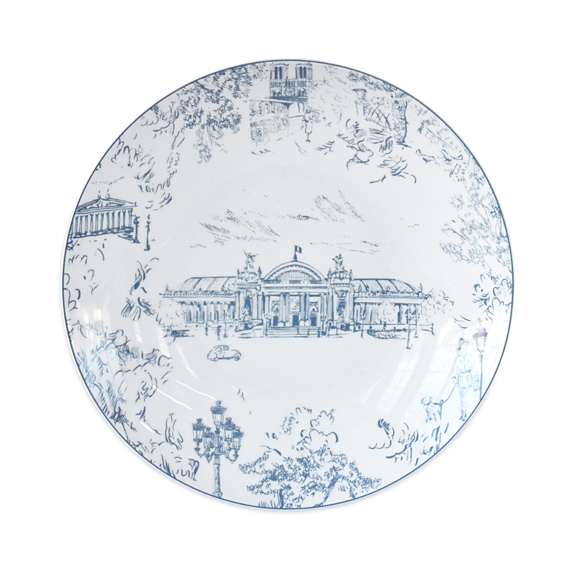 Bernardaud Tout Paris Deep Round Dish In White/blue