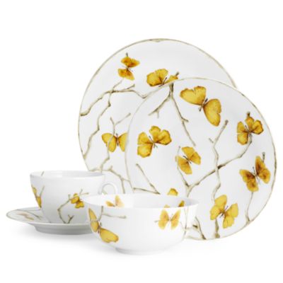 Butterfly Ginkgo Gold 5 Piece Dinnerware Set