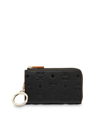 Shop MCM Mini Leather Zip Wallet With Key Ring