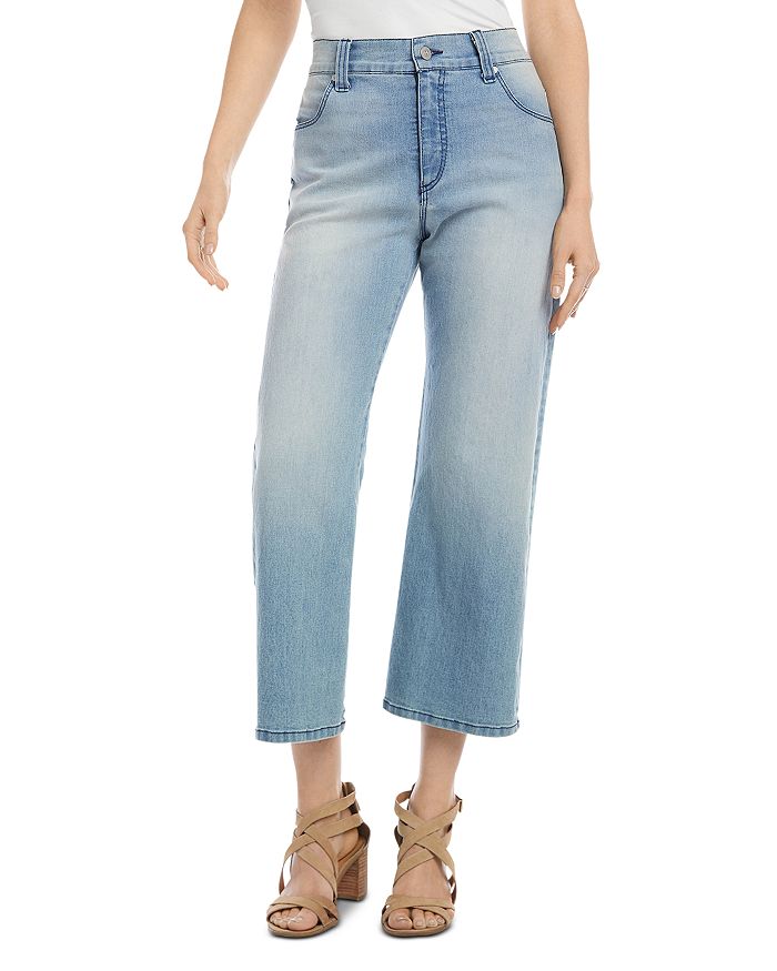 Karen Kane Cropped Wide Leg Jeans in Light Blue | Bloomingdale's